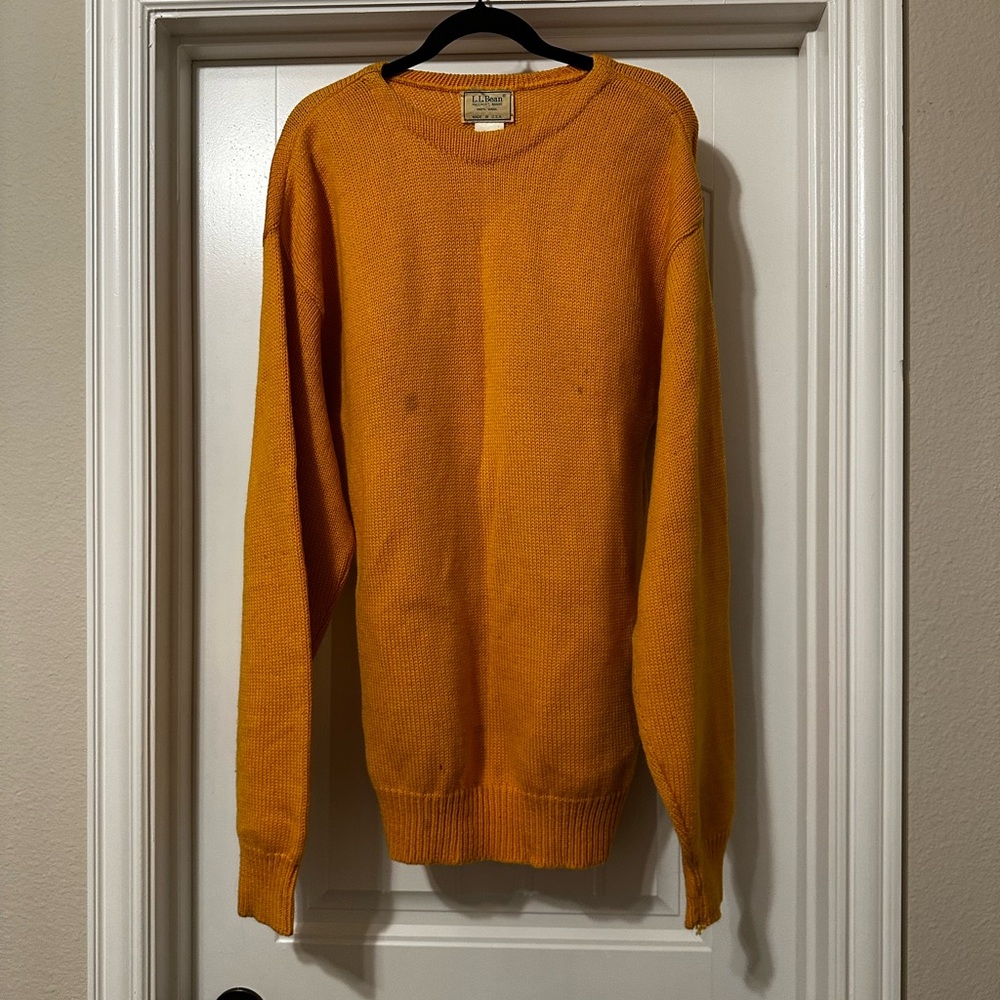 L.L. Bean Men's Vibrant Golden Yellow Crewneck Sweater
